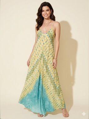 Charlie Jade Lemon & Teal Maxi Dress
